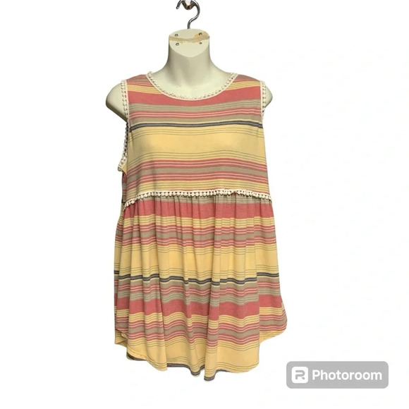 143 Story sleeveless top warm tone colors size medium but would fit up - Picture 1 of 8